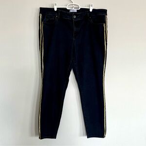 Loft Black Skinny Jeans with Gold Stripes